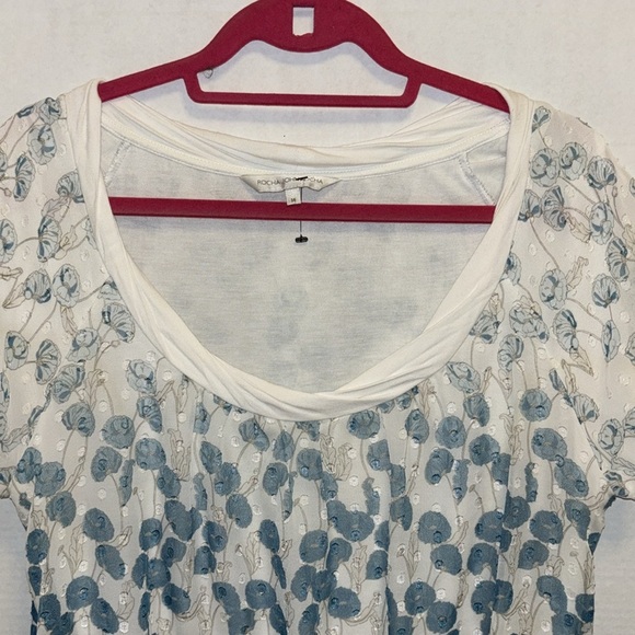 ROCHA JOHN ROCHA BRAND BLUE AND WHITE FLORAL DESIGN LINED WITH BALLOON HEM - Picture 5 of 8